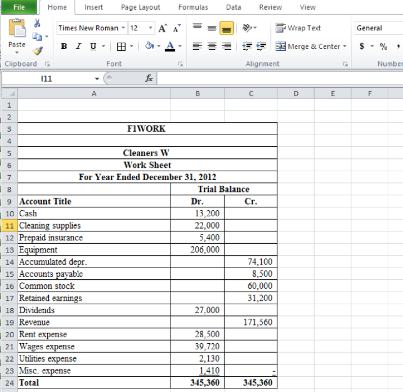 Excel Applications for Accounting Principles, Chapter 2, Problem 1R , additional homework tip  1