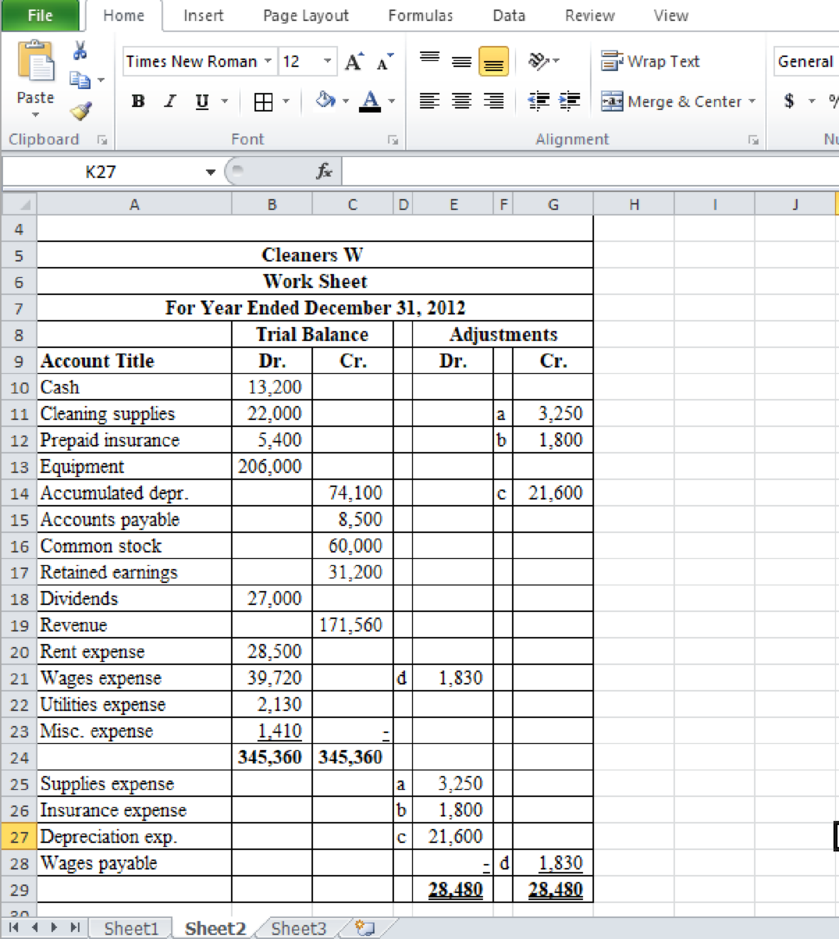Excel Applications for Accounting Principles, Chapter 2, Problem 1R , additional homework tip  2
