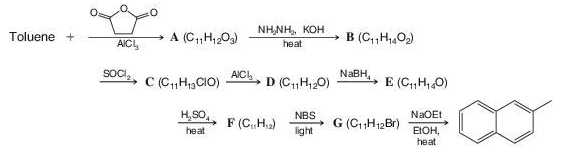 Chapter 15, Problem 39P, 2-Methylnaphthalene can be synthesized from toluene through the following sequence of reactions. 