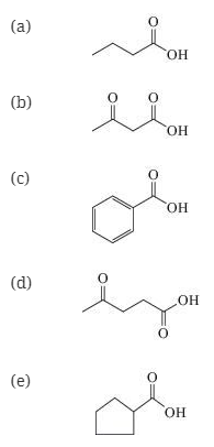 Chapter 17, Problem 6Q, 17.6 Which of these acids would undergo decarboxylation most readily?

 