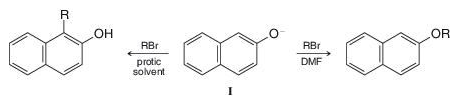 Chapter 21, Problem 35P, In protic solvents the naphthoxide ion (I) is alkylated primarily at position 1 (C-alkylation) 