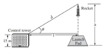 Chapter 3, Problem 8P, A rocket takes off from a launch pad located l=500 m from the control tower as shown in Fig. P3.K. 