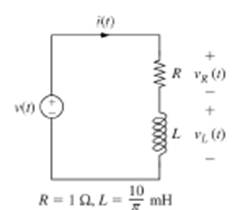 Chapter 6, Problem 20P, A series RL circuit is subjected to a sinusoidal voltage of frequency 120rad/s as shown in Fig. 