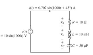 Chapter 6, Problem 22P, A sinusoidal voltage (t)=10sin(1000t)V is applied to the RLU circuit shown in Fig. P622. The current 
