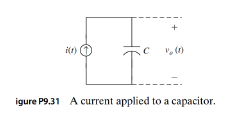 Chapter 9, Problem 31P, A current i(t)=10e10tmA is applied to a 100F capacitor, as shown in FigP9.31. Suppose the initial 