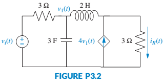 Chapter 3, Problem 2P, Represent the electrical network shown in Figure P3.2 in state space, where iR(t) is the output. 
