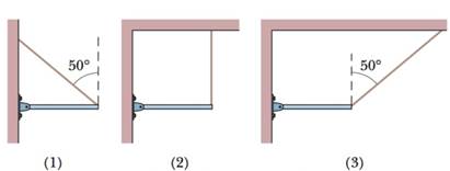 Chapter 12, Problem 1Q, Figure 12-15 shows three situations in which the same horizontal rod is supported by a hinge on a 