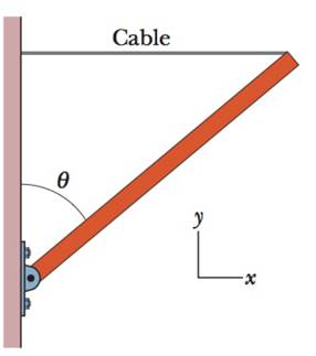 Chapter 12, Problem 78P, In Fig. 12-82, a uniform beam of length 12.0 m is supported by a horizontal cable and a hinge at 