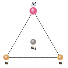 Chapter 13, Problem 11P, As seen in Fig. 13-36, two spheres of mass m and a third sphere of mass M form an equilateral 