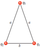Chapter 24, Problem 74P, Three particles, charge q1 = 10 C, q2 = 20 C, and q3 = 30 C, are positioned at the vertices of an 