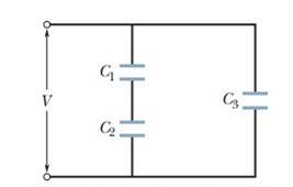 Chapter 25, Problem 10P, In Fig. 25-28, find the equivalent capacitance of the combination. Assume that C1is 10.0 F, C2is 