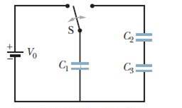 Chapter 25, Problem 28P, GO Figure 25-43 displays a 12.0 V battery and 3 uncharged capacitors of capacitances C1= 4.00 F, C2 