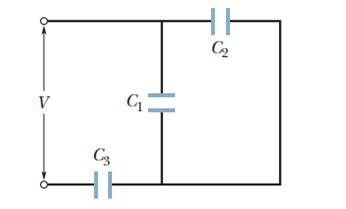 Chapter 25, Problem 38P, In Fig. 25-29, a potential difference V = 100 V is applied across a capacitor arrangement with 
