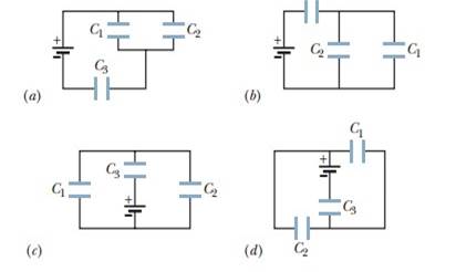 Chapter 25, Problem 3Q, a In Fig. 25-19a are capacitors 1 and 3 in series? b In the samefigure, are capacitors 1 and 2 in 