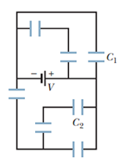 Chapter 25, Problem 56P, In Fig. 25-50, the battery potential difference V is 10.0 V and each of the seven capacitors has 
