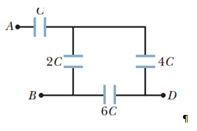 Chapter 25, Problem 58P, a If C = 50 F in Fig. 25-52, what is the equivalent capacitance between points A and B? Hint: First 