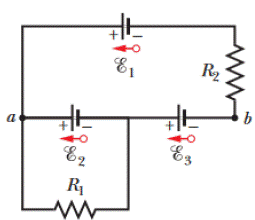 Chapter 27, Problem 23P, In Fig. 27-35, R1 = 100 , R2 = 50 , and the ideal batteries have emfs 1 = 6.0 V, 2 = 5.0 V, and 3 = 