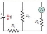 Chapter 27, Problem 49P, ILW a In Fig. 27-56, what current does the ammeter read if  = 5.0 V ideal battery, R1 = 2.0 , R2 = 