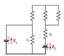Chapter 27, Problem 91P, In Fig. 27-77, the ideal batteries have emfs 1 = 12.0 V and 2 = 4.00 V, and the resistances are each 