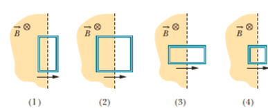 Chapter 30, Problem 12Q, Figure 30-32 gives four situations in which we pull rectangular wire loops out of identical magnetic 