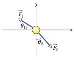 Chapter 5, Problem 32P, Figure 5-39 shows an overhead view of a 0.0250 kg lemon half and two of the three horizontal forces 