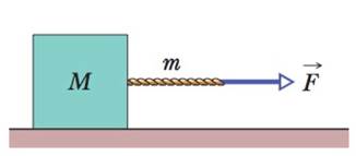 Chapter 5, Problem 76P, A block of mass M is pulled along a horizontal frictionless sur face by a rope of mass m, as shown 
