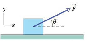 Chapter 6, Problem 10P, Figure 6-20 shows an initially stationary block of mass m on a floor. A force of magnitude 0.500mg 