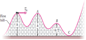 Chapter 8, Problem 2P, In Fig. 8-29, a single frictionless roller-coaster car of mass m = 825 kg tops the first hill with 