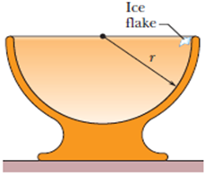 Chapter 8, Problem 5P, SSM In Fig. 8-32, a 2.00 g ice flake is released from the edge of a hemispherical bowl whose radius 