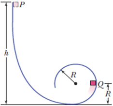 Chapter 8, Problem 6P, In Fig. 8-33, a small block of mass m = 0.032 kg can slide along the frictionless loop-the-loop, 