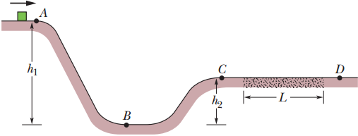 Chapter 8, Problem 86P, GO In Fig. 8-67, a small block is sent through point A with a speed of 7.0 m/s. Its path is without 