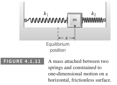 Chapter 4.1, Problem 20P, A body of mass is attached between two springs with spring constants  and , as shown in Figure The 