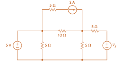 Chapter 2, Problem 99P, If the power supplied by the 2-A current source is 40 W, find VS and the power absorbed by the 5-V 