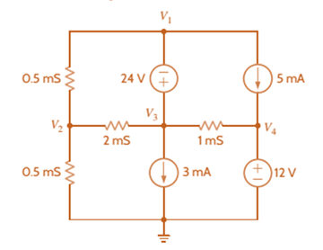 Chapter 3, Problem 23P, Use nodal analysis to determine the node voltages defined in the circuit in Fig. P3.23. 