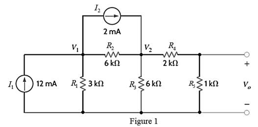 Chapter 3, Problem 7P, Use nodal analysis to find both V1 and Vo in the circuit in Hg P3.7. 