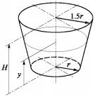 Chapter 7, Problem 7P, The fuel tank shown in the figure in shaped as a frustum of cone with r = 20 in., and H = 2r. Write 