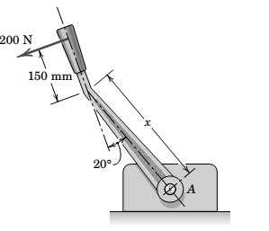 Chapter 2.10, Problem 175P, The control lever is subjected to a clockwise couple of 80Nm exerted by its shaft at A and is 