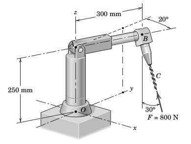 Chapter 2.10, Problem 178P, During a drilling operation, the small robotic device is subjected to an 800-N force at point C as 