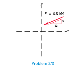 Chapter 2.3, Problem 3P, The slope of the 6.5-kN force F is specified as shown in the figure. Express F as a vector in terms 