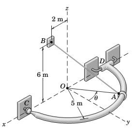 Chapter 2.7, Problem 108P, The tension in the supporting cable AB is T=425N. Write this tension as a vector (a) as it acts on 