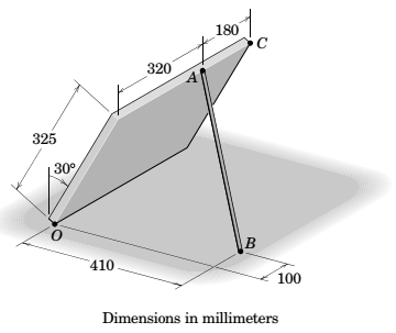 Chapter 2.7, Problem 114P, Compression member AB is used to hold up the 320500mm rectangular plate. If the compressive force in 