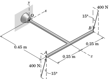 Chapter 2.8, Problem 126P, Determine the moment associated with the pair of 400-N forces applied to the T-shaped structure. 