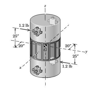 Chapter 2.8, Problem 135P, Two 1.2-lb thrusters on the nonrotating satellite are simultaneously fired as shown. Compute the 