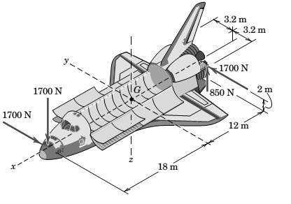 Chapter 2.8, Problem 139P, A space shuttle orbiter is subjected to thrusts from five of the engines of its reaction control 