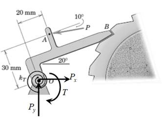 Chapter 3.3, Problem 22P, Determine the magnitude P of the force required to rotate the release pawl OB counterclockwise from 