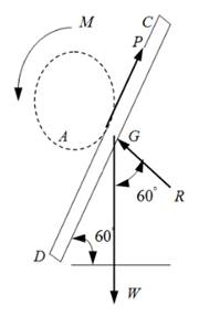 Chapter 3.3, Problem 28P, The rack has a mass m=75kg. What moment M must be exerted on the gear wheel by the motor in order to 