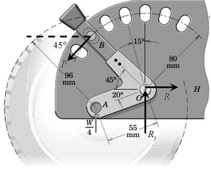 Chapter 3.3, Problem 29P, The elements of a wheel-height adjuster for a lawn mower are shown. The wheel (partial outline shown 