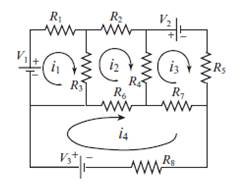 Chapter 3, Problem 37P, The electrical circuit shown consists of resistors and voltage sources. Determine i1,i2,i3and i4, 