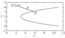 Chapter 8, Problem 19P, Consider the parabola: x = 2(y-2)2 +3,and the point P(3,4). (a) Write a polynomial expression for 