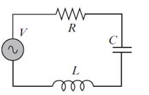 Chapter 9, Problem 9P, A series RLC circuit with an AC voltage source is shown. The amplitude of the current, I, in this 